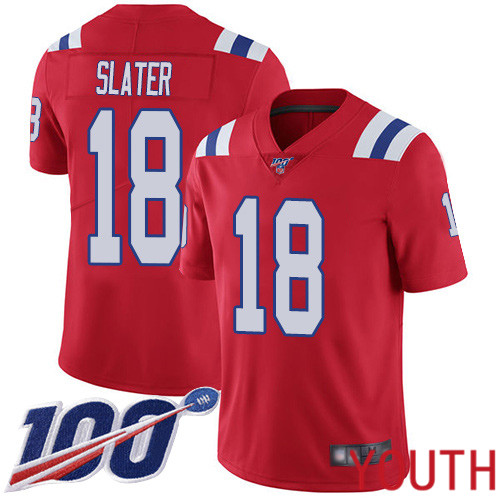 New England Patriots Football #18 100th Season Limited Red Youth Matthew Slater Alternate NFL Jersey->women nfl jersey->Women Jersey